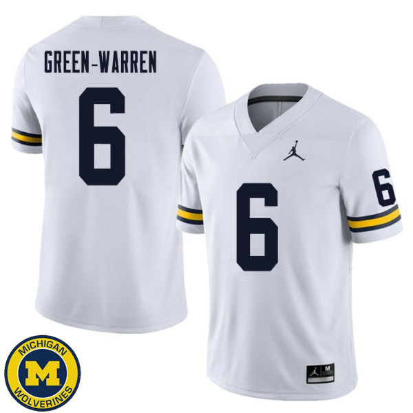 Men University of Michigan #6 Darion Green-Warren White Fashion Jersey